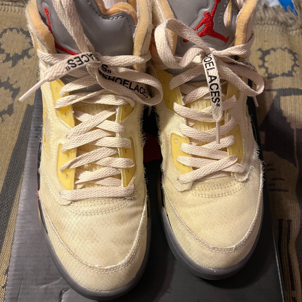 Off-White Cream and Yellow Sneakers